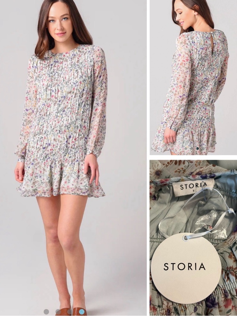 Storia NWT eternal sunshine Floral Smocked baby doll dress